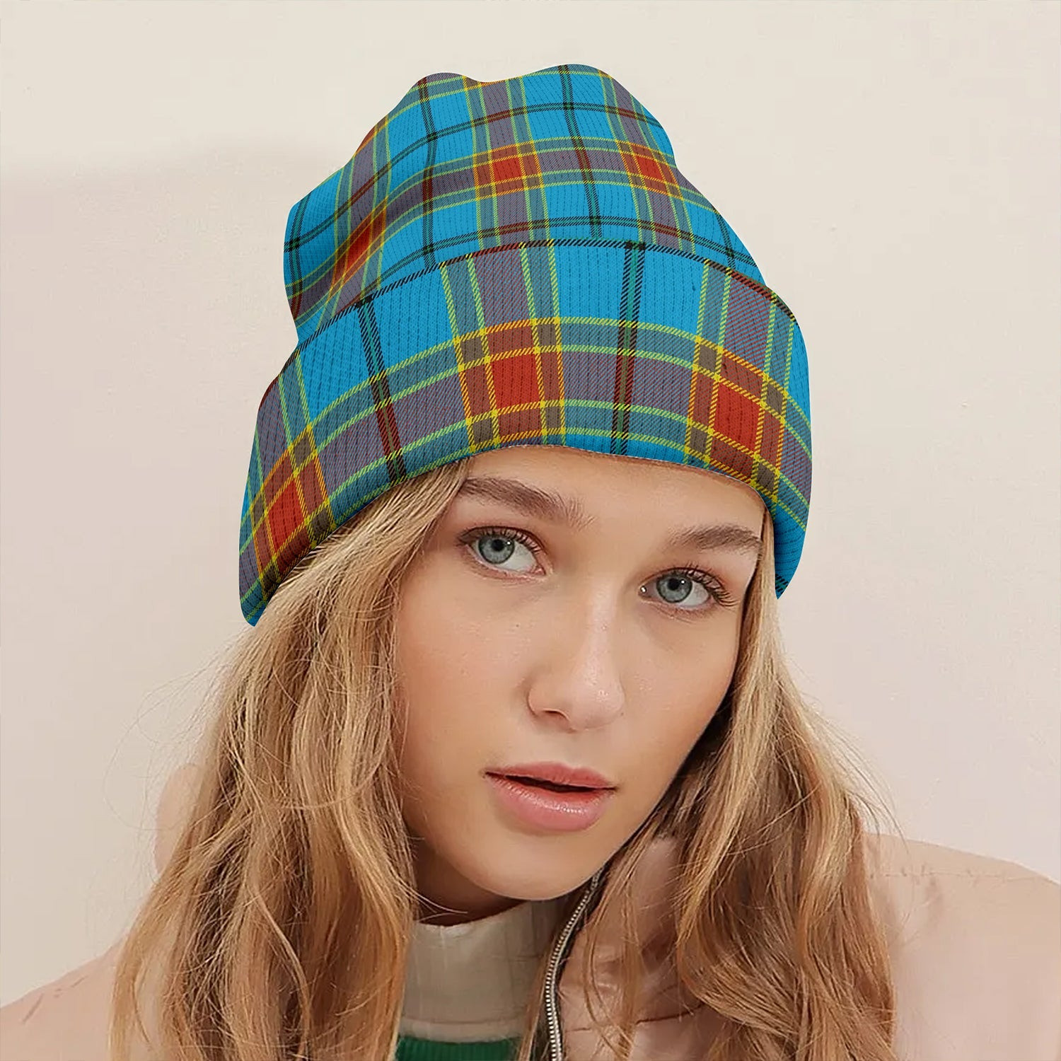 ScotsTee Shop Scottish Traill (Trayle) Weathered Clan Crest Tartan Plaid Knit Beanie