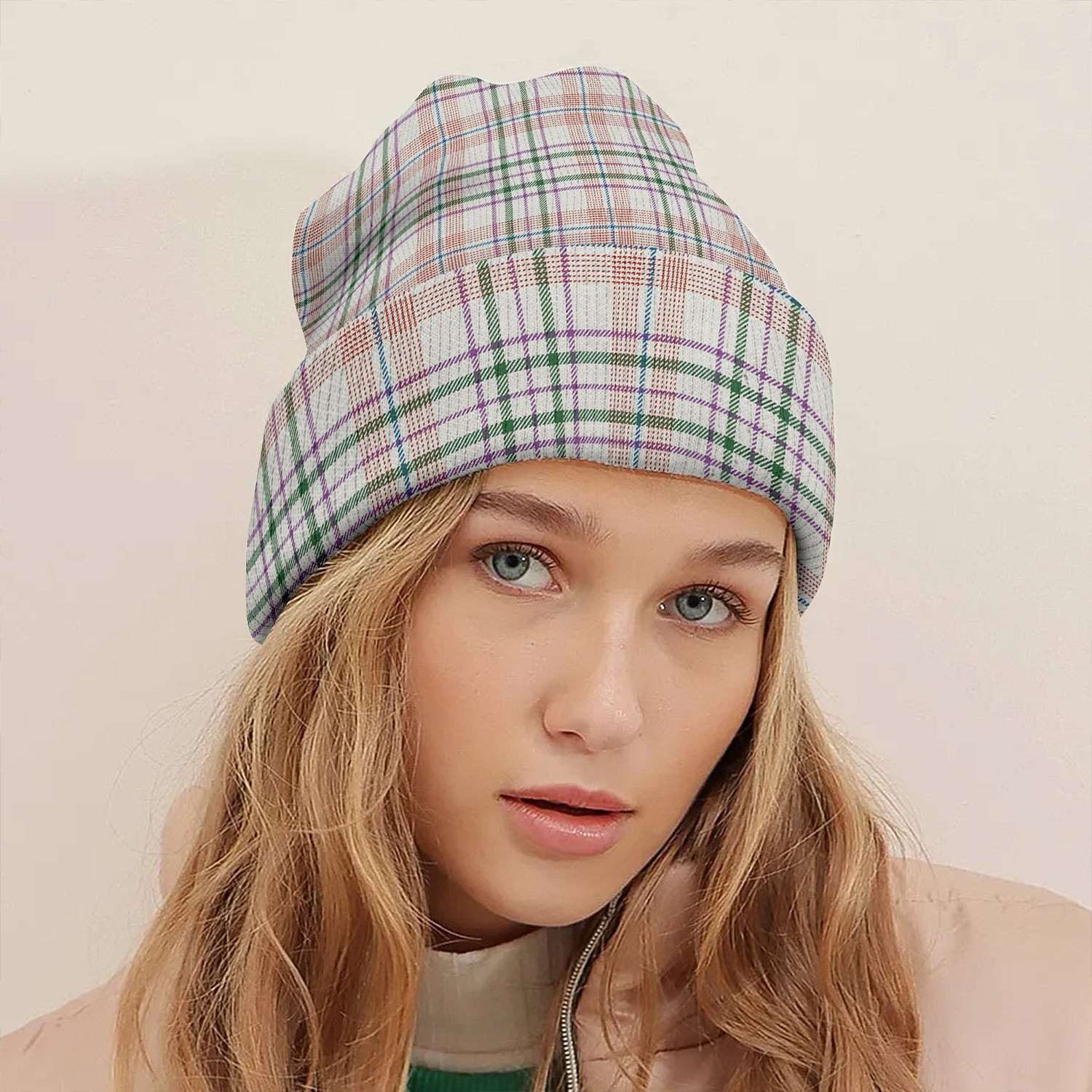 ScotsTee Shop Scottish Shaw Women's Dress Ancient Clan Crest Tartan Plaid Knit Beanie