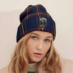 ScotsTee Shop Scottish MacLaine of LochBuie Hunting (MacLaine) Modern Clan Crest Tartan Plaid Knit Beanie