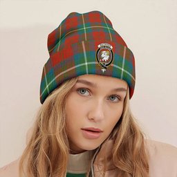 ScotsTee Shop Scottish Ruthven Ancient Clan Crest Tartan Plaid Knit Beanie