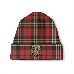 ScotsTee Shop Scottish MacPherson of Cluny Red Weathered Clan Crest Tartan Plaid Knit Beanie