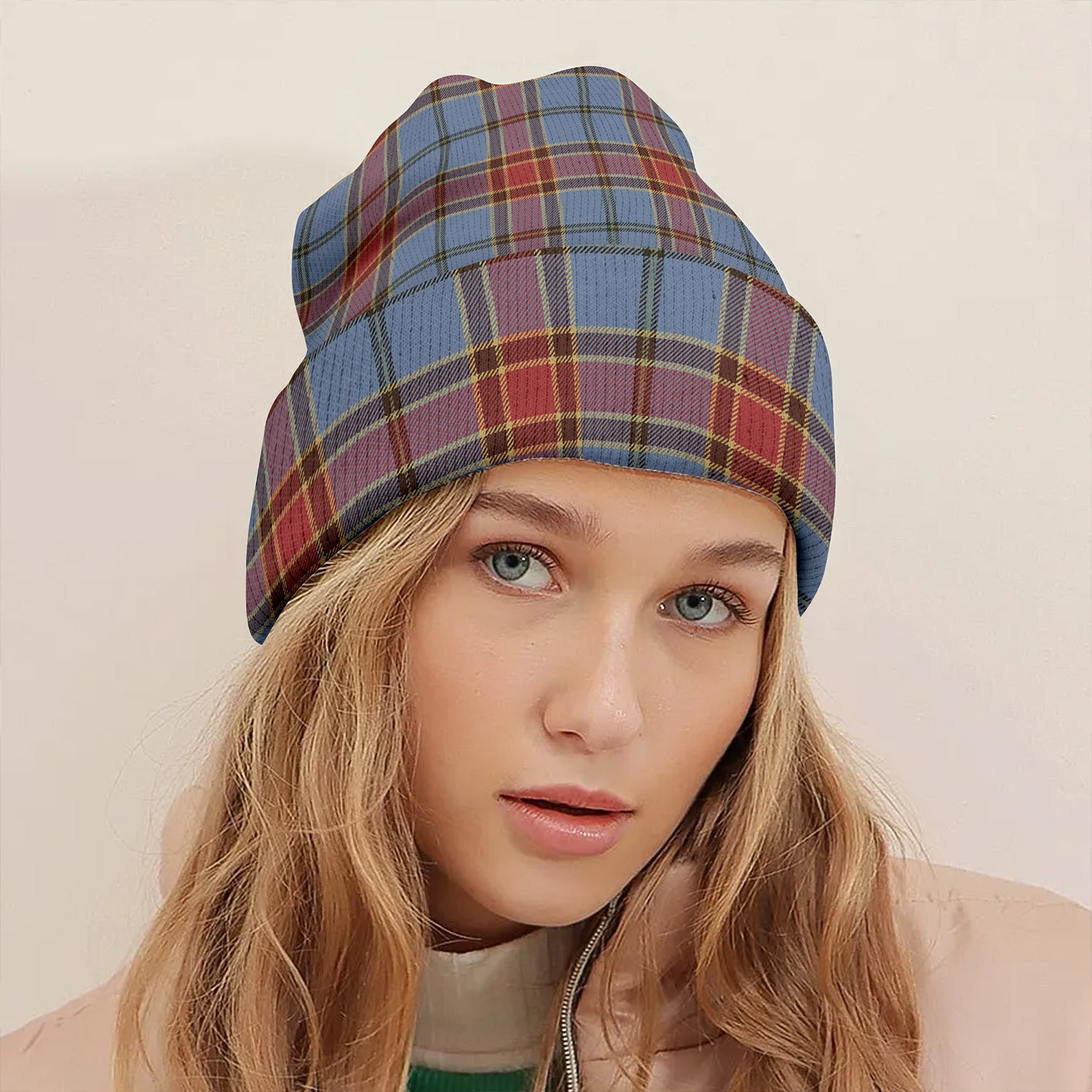ScotsTee Shop Scottish Traill (Trayle) Ancient Clan Crest Tartan Plaid Knit Beanie