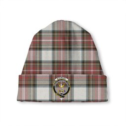 ScotsTee Shop Scottish Stewart Dress Weathered Clan Crest Tartan Plaid Knit Beanie