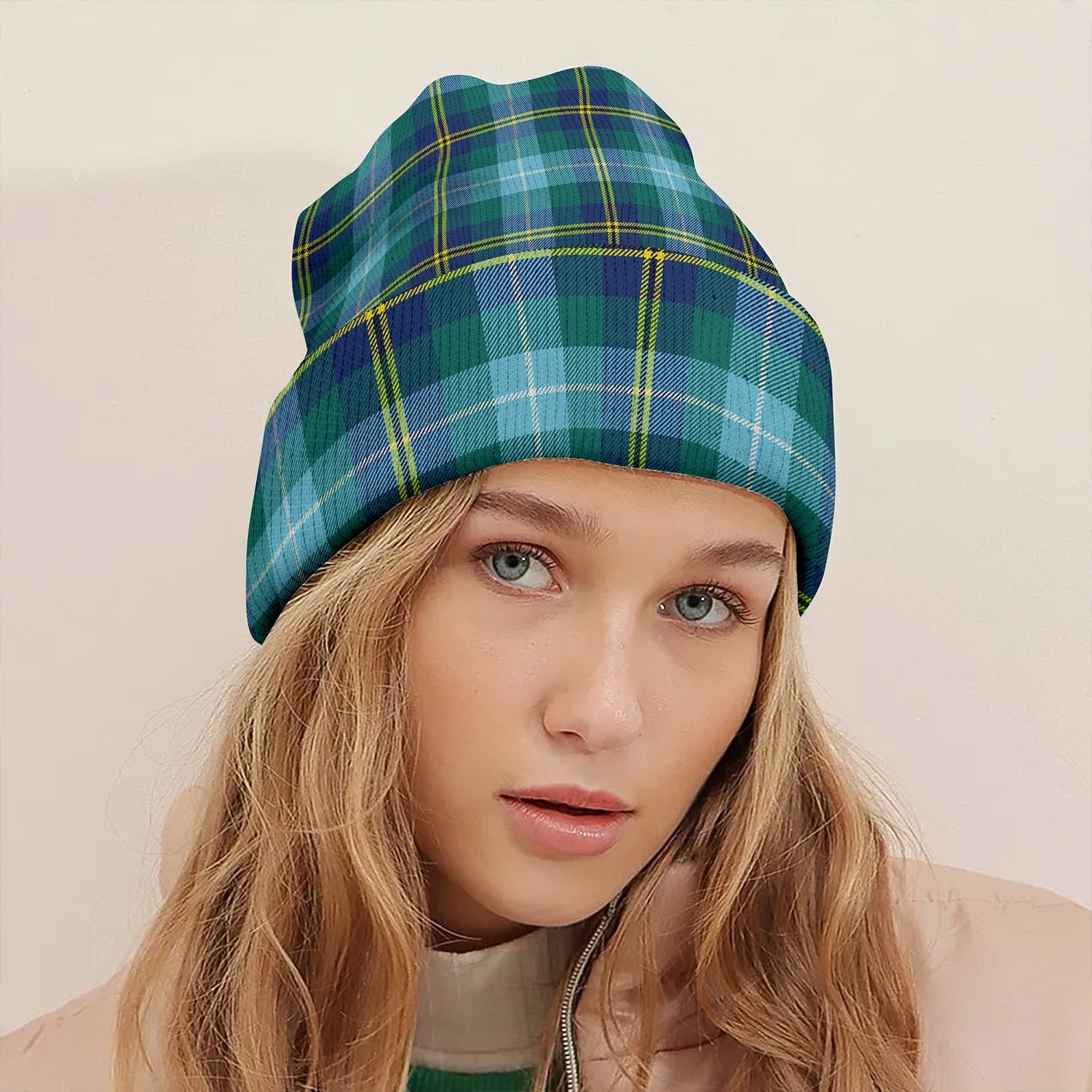 ScotsTee Shop Scottish Porteous Modern Clan Crest Tartan Plaid Knit Beanie