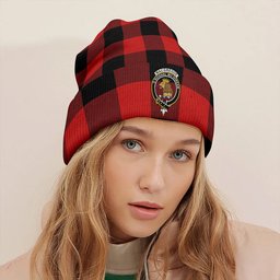 ScotsTee Shop Scottish MacGregor Rob Roy (Gregor Red & Black) Modern Clan Crest Tartan Plaid Knit Beanie