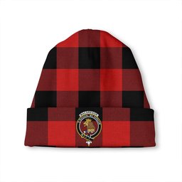ScotsTee Shop Scottish MacGregor Rob Roy (Gregor Red & Black) Modern Clan Crest Tartan Plaid Knit Beanie