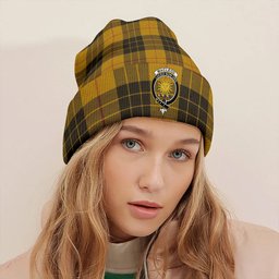 ScotsTee Shop Scottish MacLeod of Lewis Weathered Clan Crest Tartan Plaid Knit Beanie
