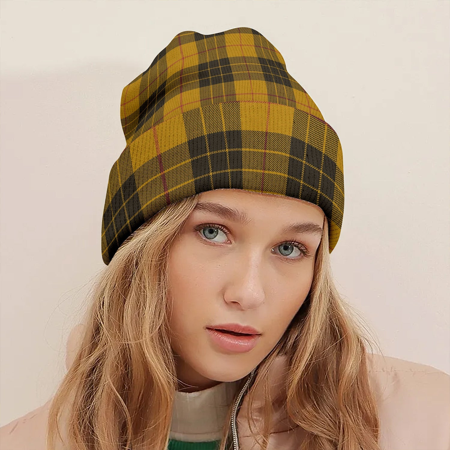 ScotsTee Shop Scottish MacLeod of Lewis Weathered Clan Crest Tartan Plaid Knit Beanie