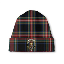 ScotsTee Shop Scottish Stewart Black Modern Clan Crest Tartan Plaid Knit Beanie