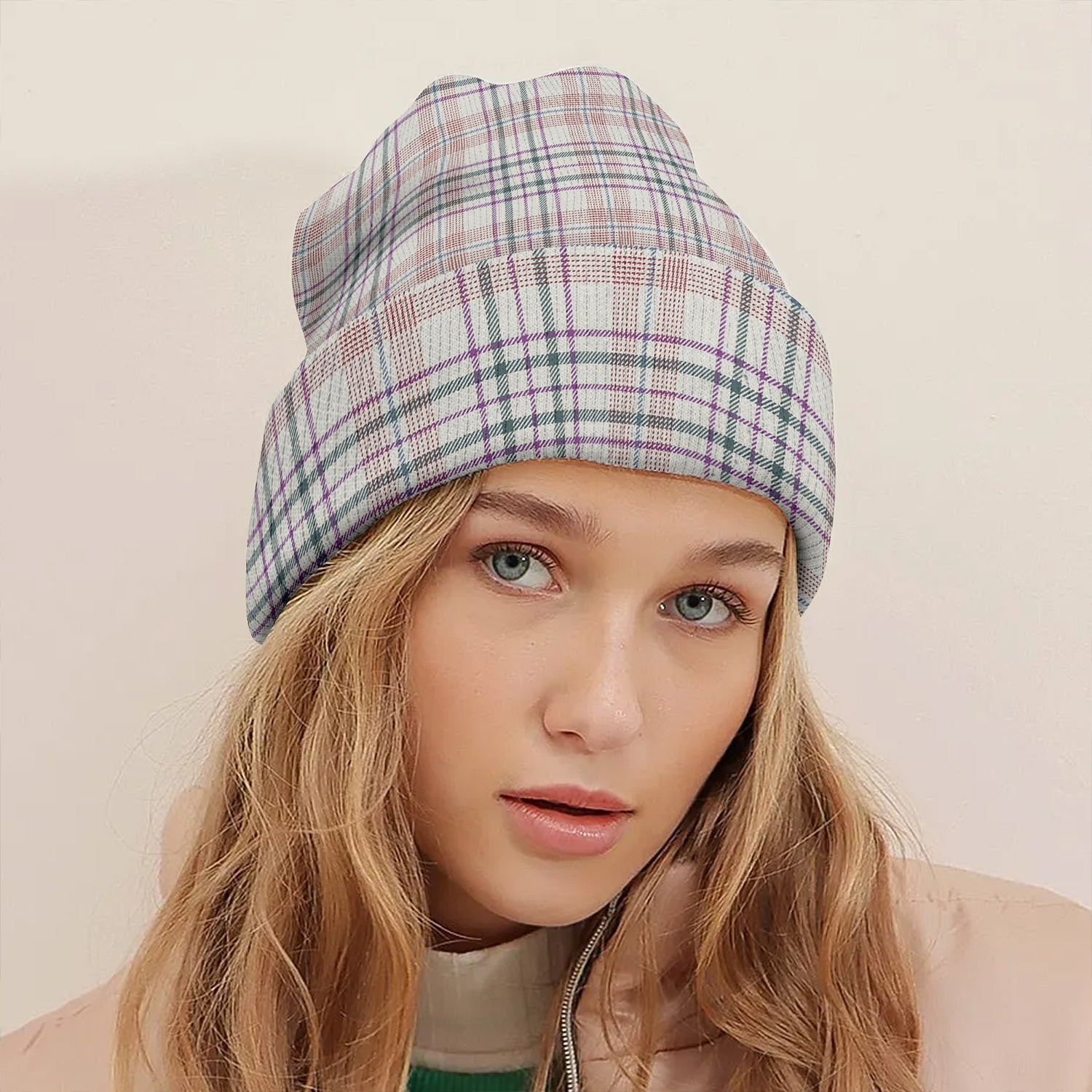 ScotsTee Shop Scottish Shaw Women's Dress Weathered Clan Crest Tartan Plaid Knit Beanie