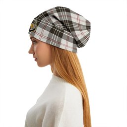 ScotsTee Shop Scottish MacPherson of Cluny Black & White Weathered Clan Crest Tartan Plaid Knit Beanie