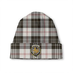ScotsTee Shop Scottish MacPherson of Cluny Black & White Weathered Clan Crest Tartan Plaid Knit Beanie