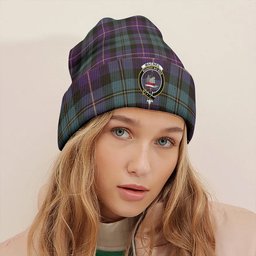 ScotsTee Shop Scottish MacNeil of Barra Old (MacNeill Old) Weathered Clan Crest Tartan Plaid Knit Beanie