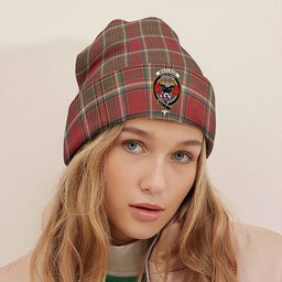 ScotsTee Shop Scottish MacLeod of Gesto Weathered Clan Crest Tartan Plaid Knit Beanie