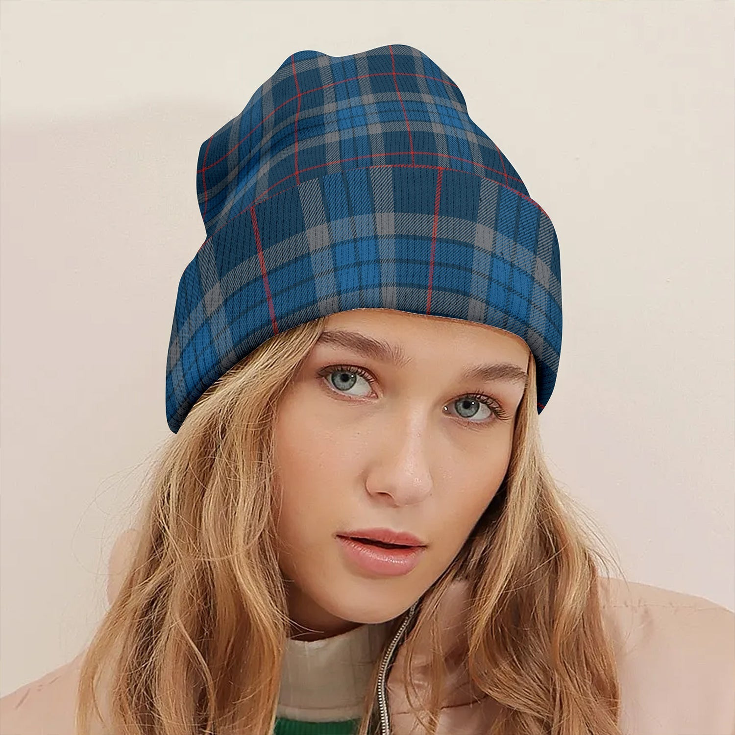 ScotsTee Shop Scottish Thorburn (Thurburn) Modern Clan Crest Tartan Plaid Knit Beanie