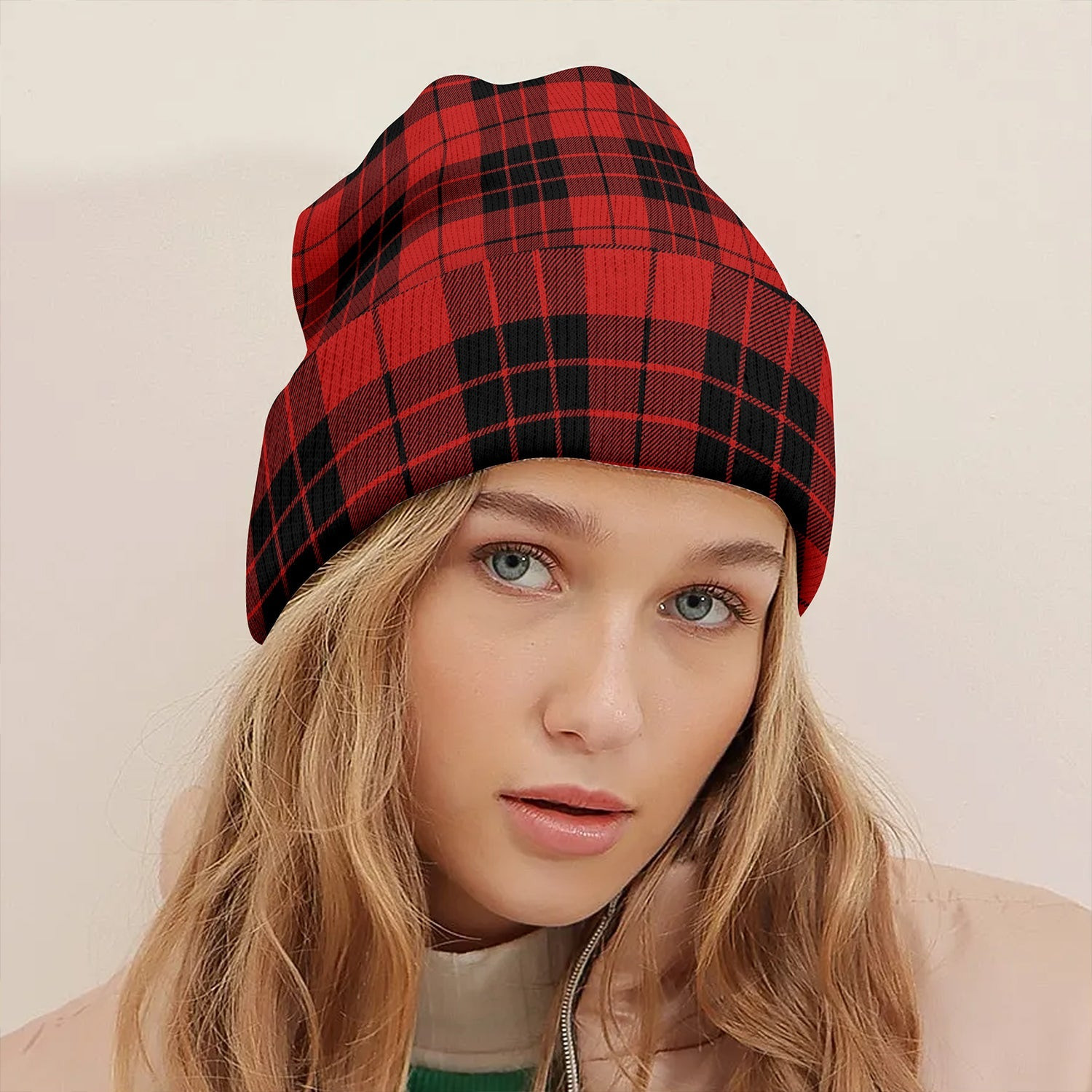 ScotsTee Shop Scottish MacLeod of Raasay Modern Clan Crest Tartan Plaid Knit Beanie