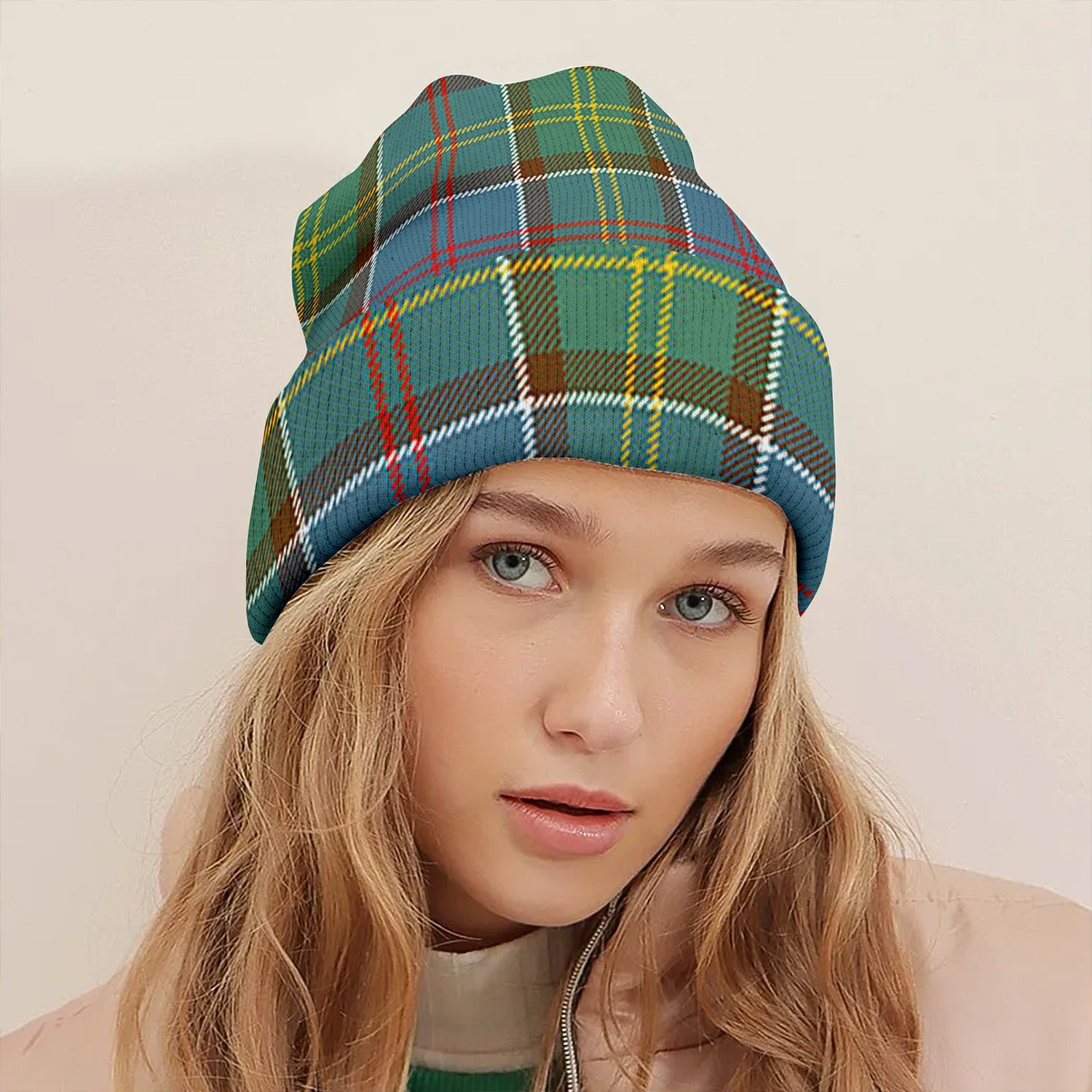 ScotsTee Shop Scottish Whitelaw District Clan Crest Tartan Plaid Knit Beanie