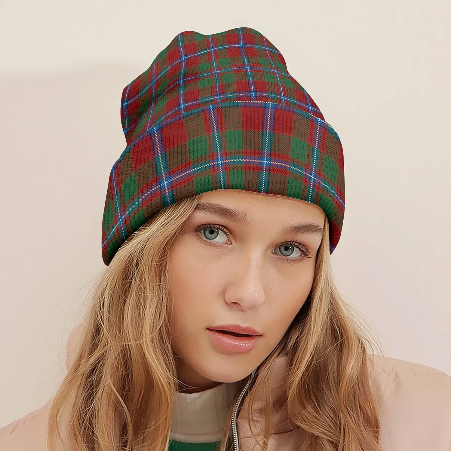ScotsTee Shop Scottish Murray of Abercairney Portrait (Murray of Abercairney; Portrait) Modern Clan Crest Tartan Plaid Knit Beanie