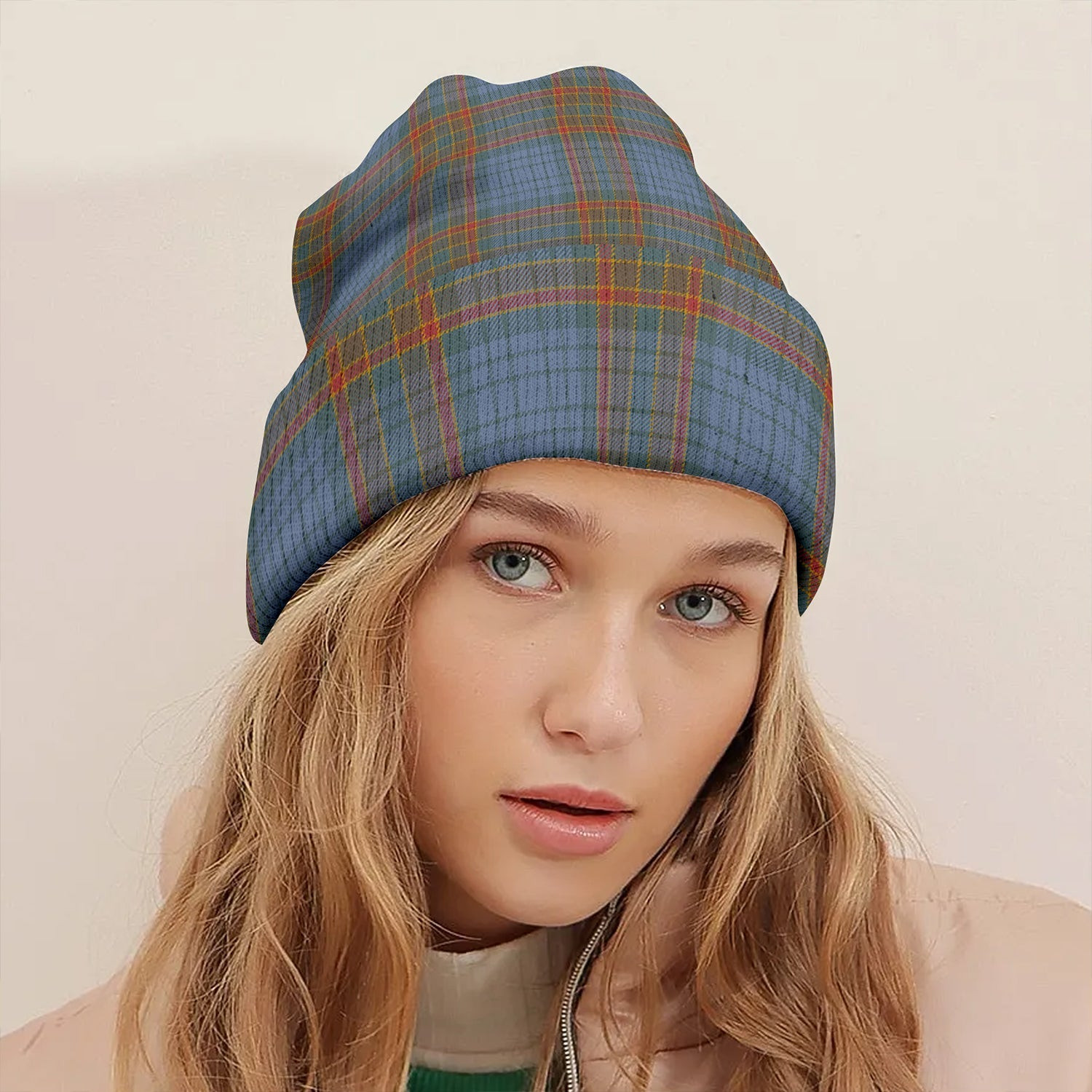 ScotsTee Shop Scottish Ralston UK Weathered Clan Crest Tartan Plaid Knit Beanie