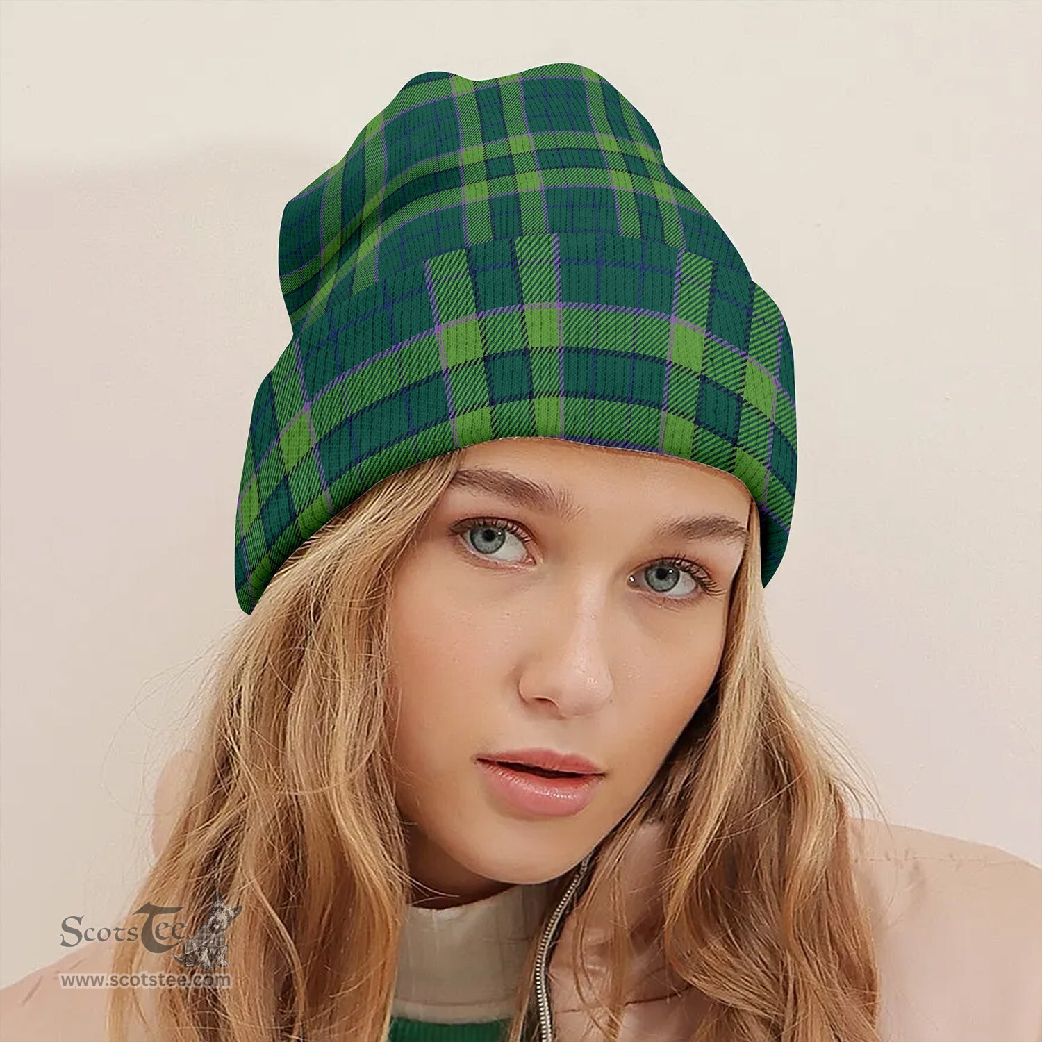 ScotsTee Shop Scottish Blackwood Modern Tartan Plaid Knit Beanie