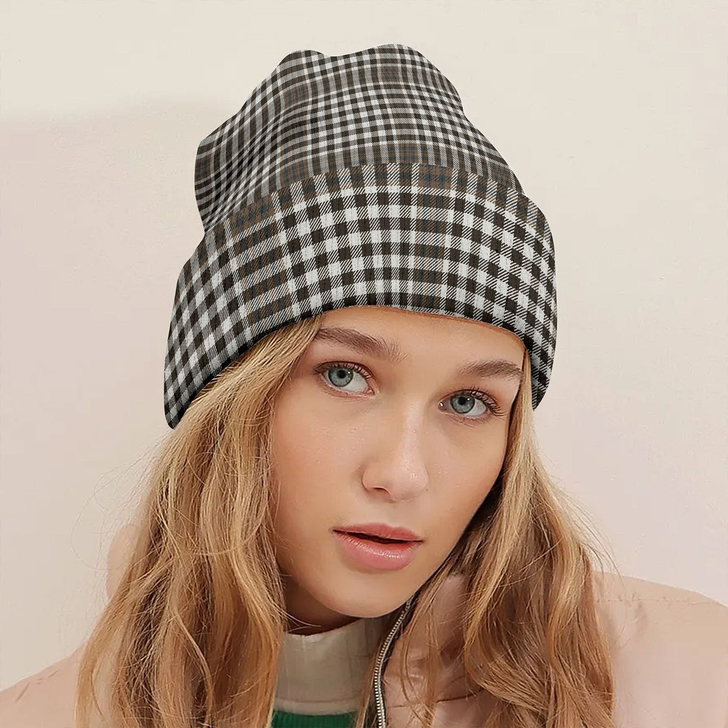ScotsTee Shop Scottish Burns Check (Burns Ayr) Weathered Tartan Plaid Knit Beanie