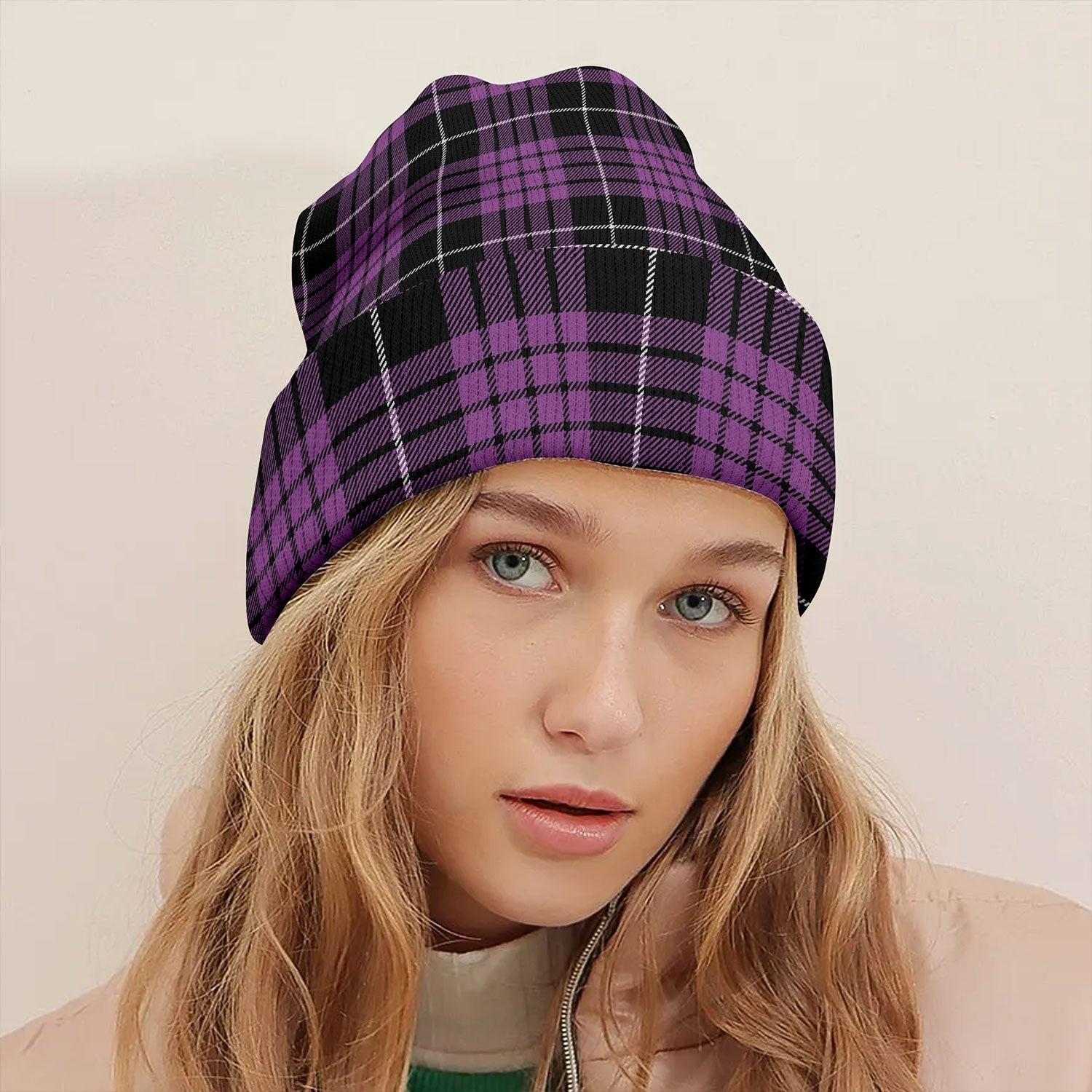 ScotsTee Shop Scottish Buchanan Cerise 2 Special Ancient Tartan Plaid Knit Beanie