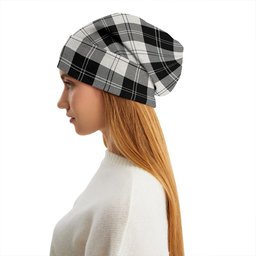 ScotsTee Shop Scottish Erskine Black - White Tartan Plaid Knit Beanie