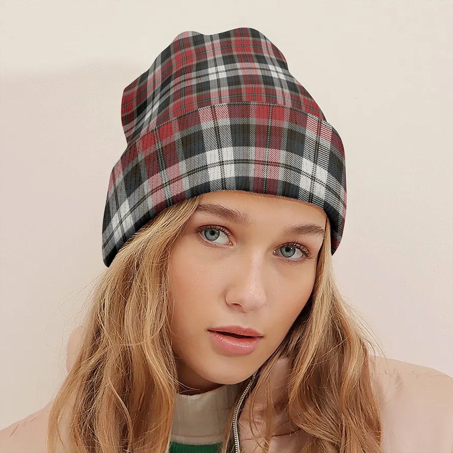ScotsTee Shop Scottish Graham Red Dress Weathered Tartan Plaid Knit Beanie