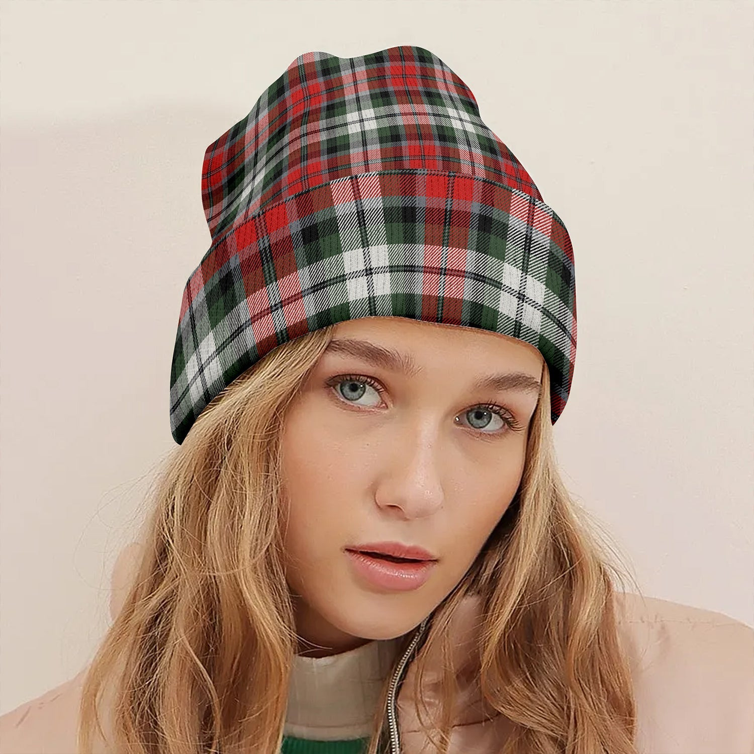 ScotsTee Shop Scottish Graham Red Dress Modern Tartan Plaid Knit Beanie