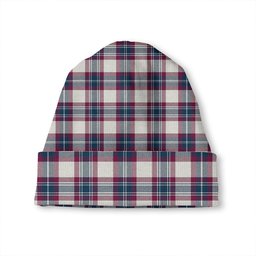 ScotsTee Shop Scottish Fraser Arisaid Wine Blue Modern Tartan Plaid Knit Beanie