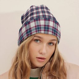 ScotsTee Shop Scottish Fraser Arisaid Wine Blue Modern Tartan Plaid Knit Beanie