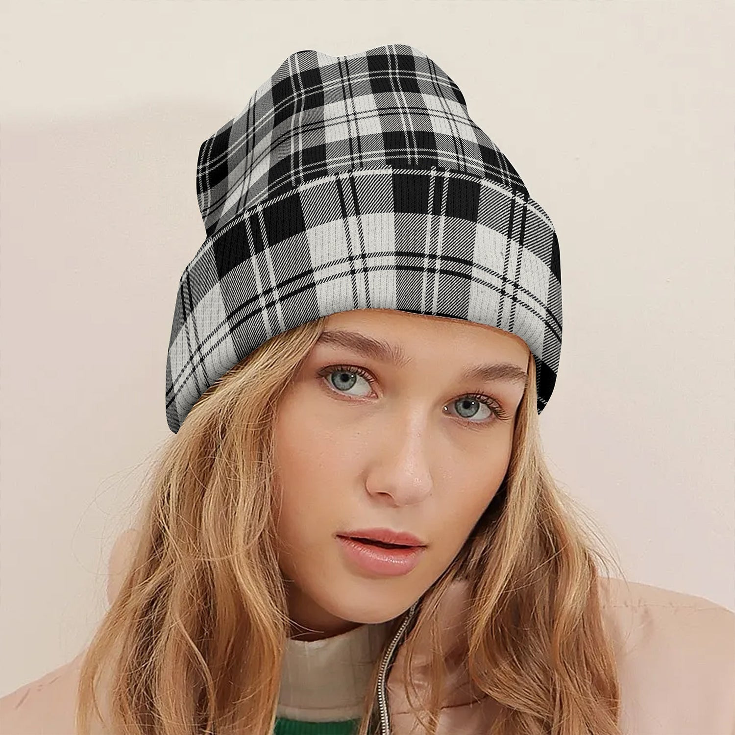 ScotsTee Shop Scottish Erskine Dress Dance Black Tartan Plaid Knit Beanie