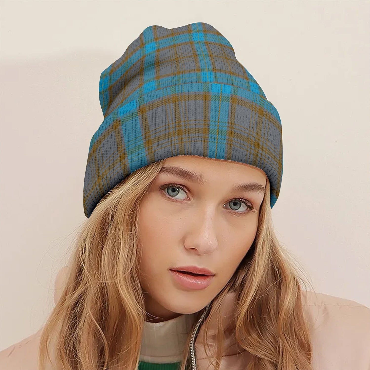 ScotsTee Shop Scottish Hanna of Leith Modern Tartan Plaid Knit Beanie