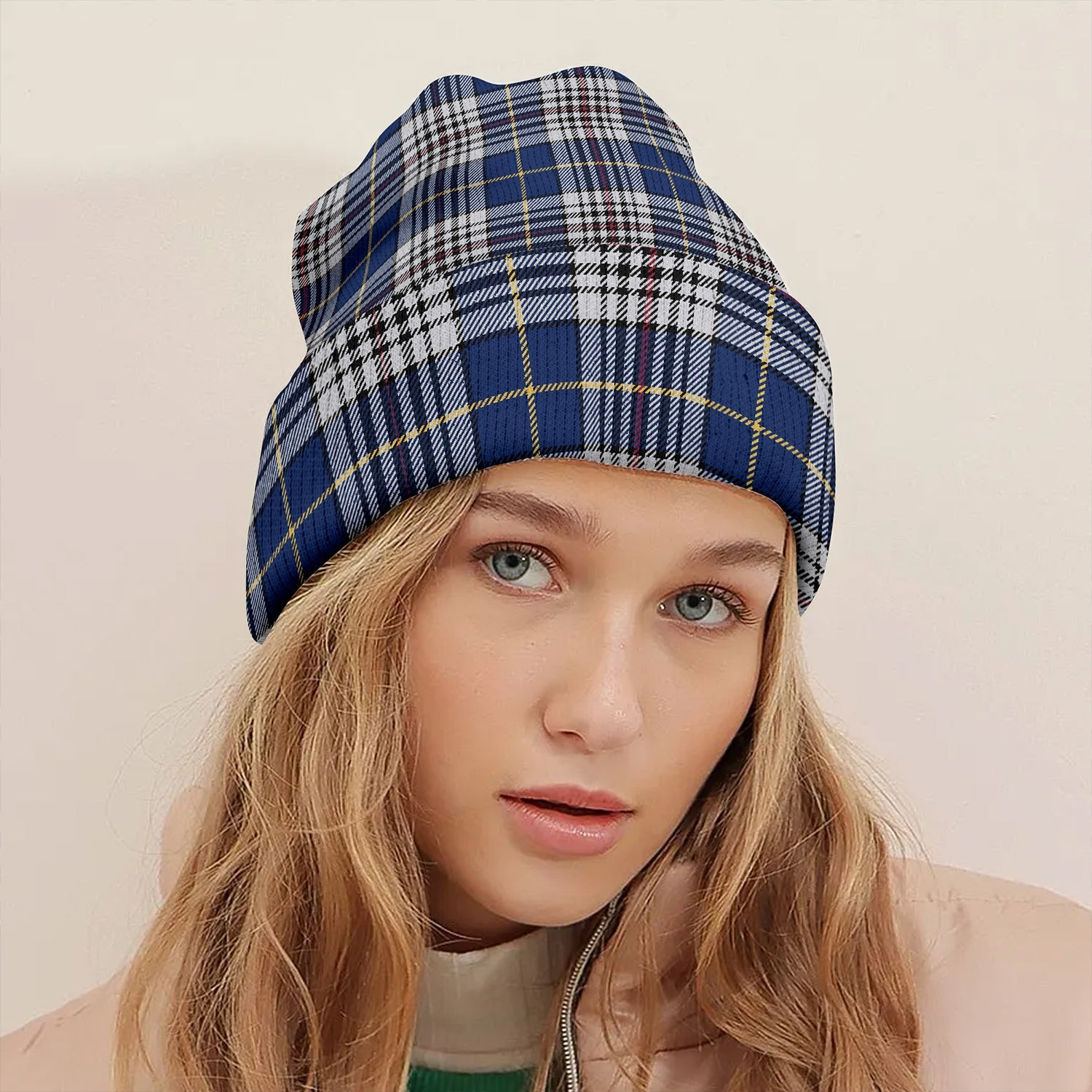 ScotsTee Shop Scottish Hanna of Stirlingshire Modern Tartan Plaid Knit Beanie