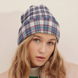 ScotsTee Shop Scottish Fraser Arisaid Wine Blue Ancient Tartan Plaid Knit Beanie