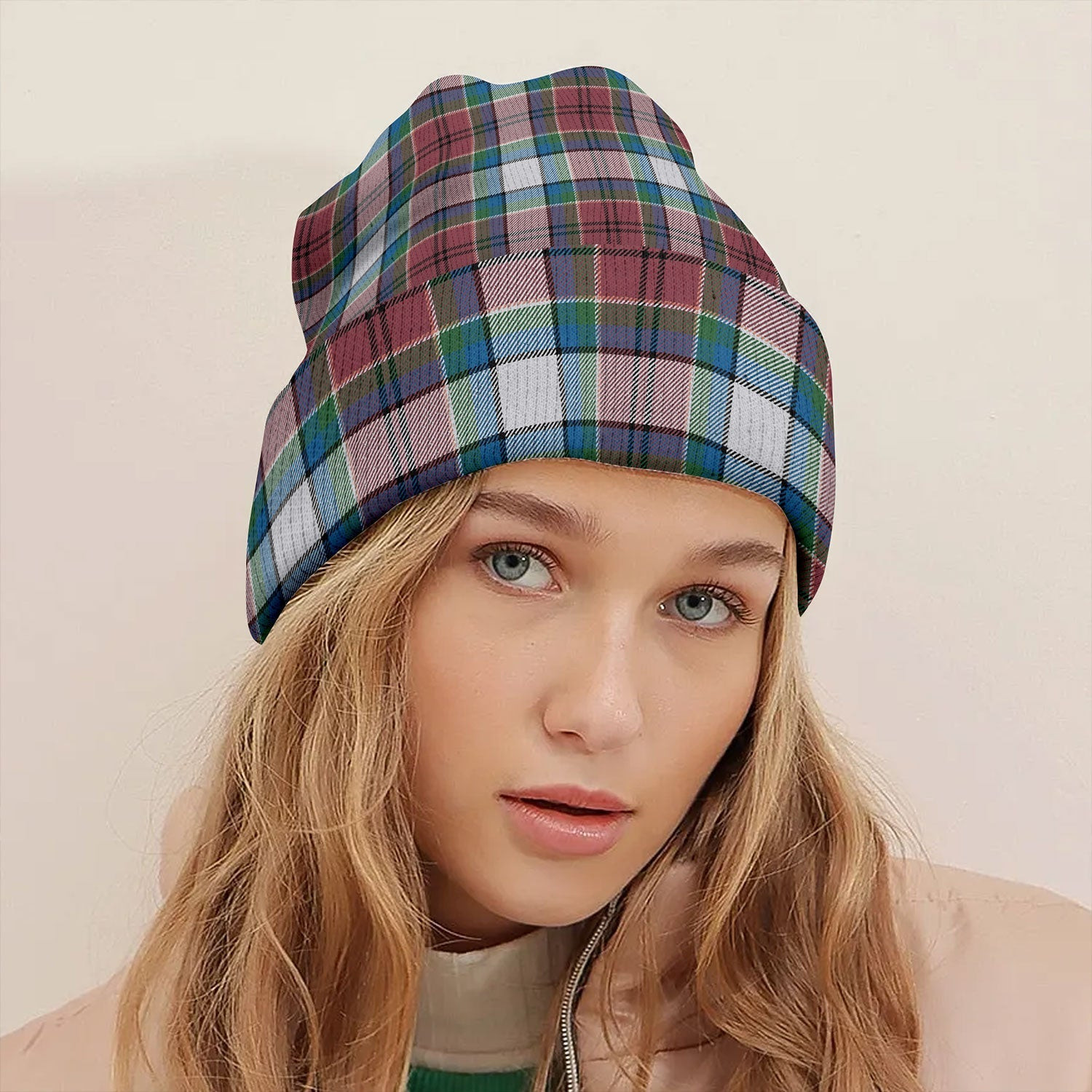 ScotsTee Shop Scottish Hebridean Dress Arisaid Red Ancient Tartan Plaid Knit Beanie