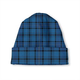 ScotsTee Shop Scottish Hannay Blue (Haney Blue) Modern Tartan Plaid Knit Beanie