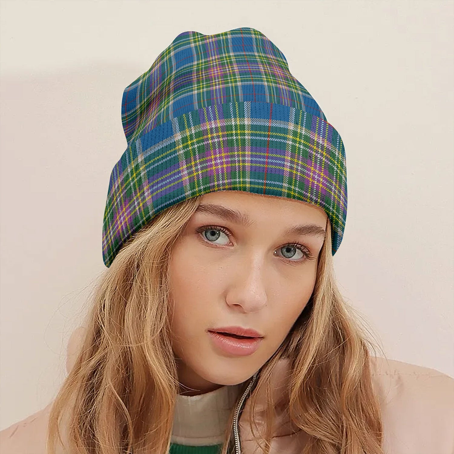 ScotsTee Shop Scottish Isle of Man Manx 2 Modern Tartan Plaid Knit Beanie