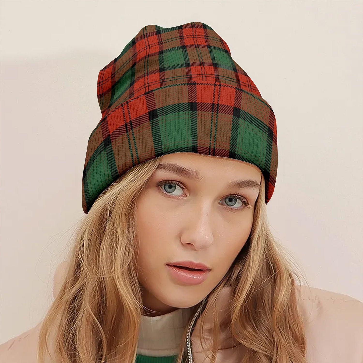 ScotsTee Shop Scottish Lindsay (Smibert) (Lindsay New) Ancient Tartan Plaid Knit Beanie