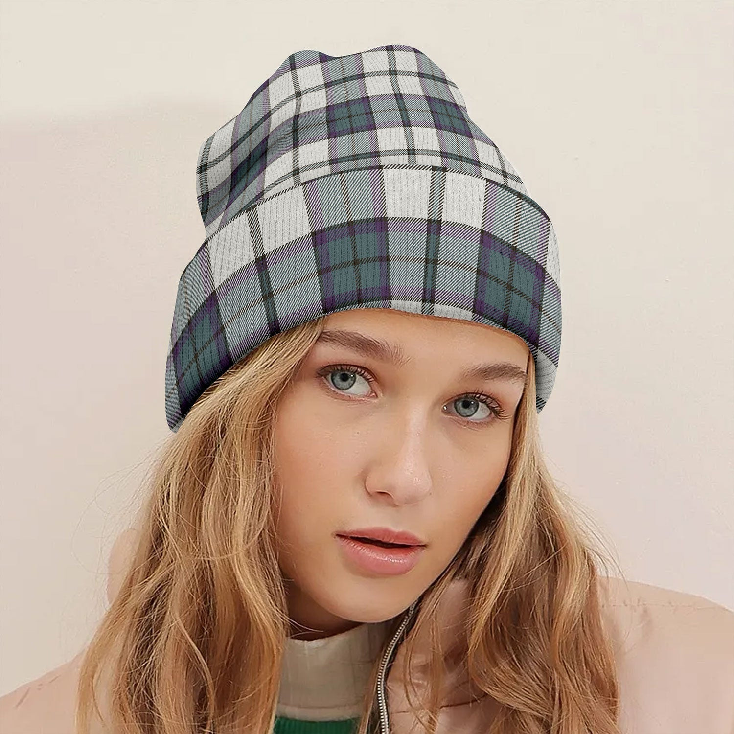 ScotsTee Shop Scottish Innes Green Dress Weathered Tartan Plaid Knit Beanie
