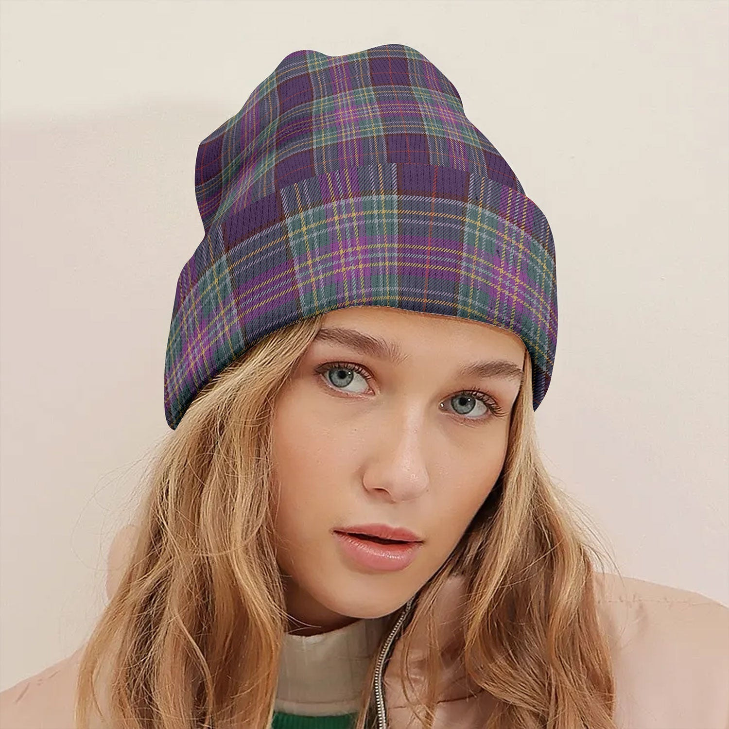ScotsTee Shop Scottish Isle of Man Manx Weathered Tartan Plaid Knit Beanie