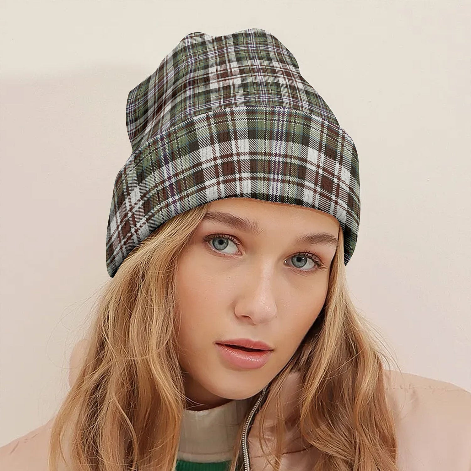 ScotsTee Shop Scottish Jacobite Dress Weathered Tartan Plaid Knit Beanie