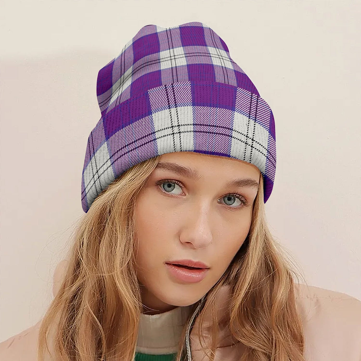 ScotsTee Shop Scottish Lennox Dress Dance Purple Tartan Plaid Knit Beanie