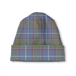 ScotsTee Shop Scottish Isle of Man Manx Laxey Blue Weathered Tartan Plaid Knit Beanie