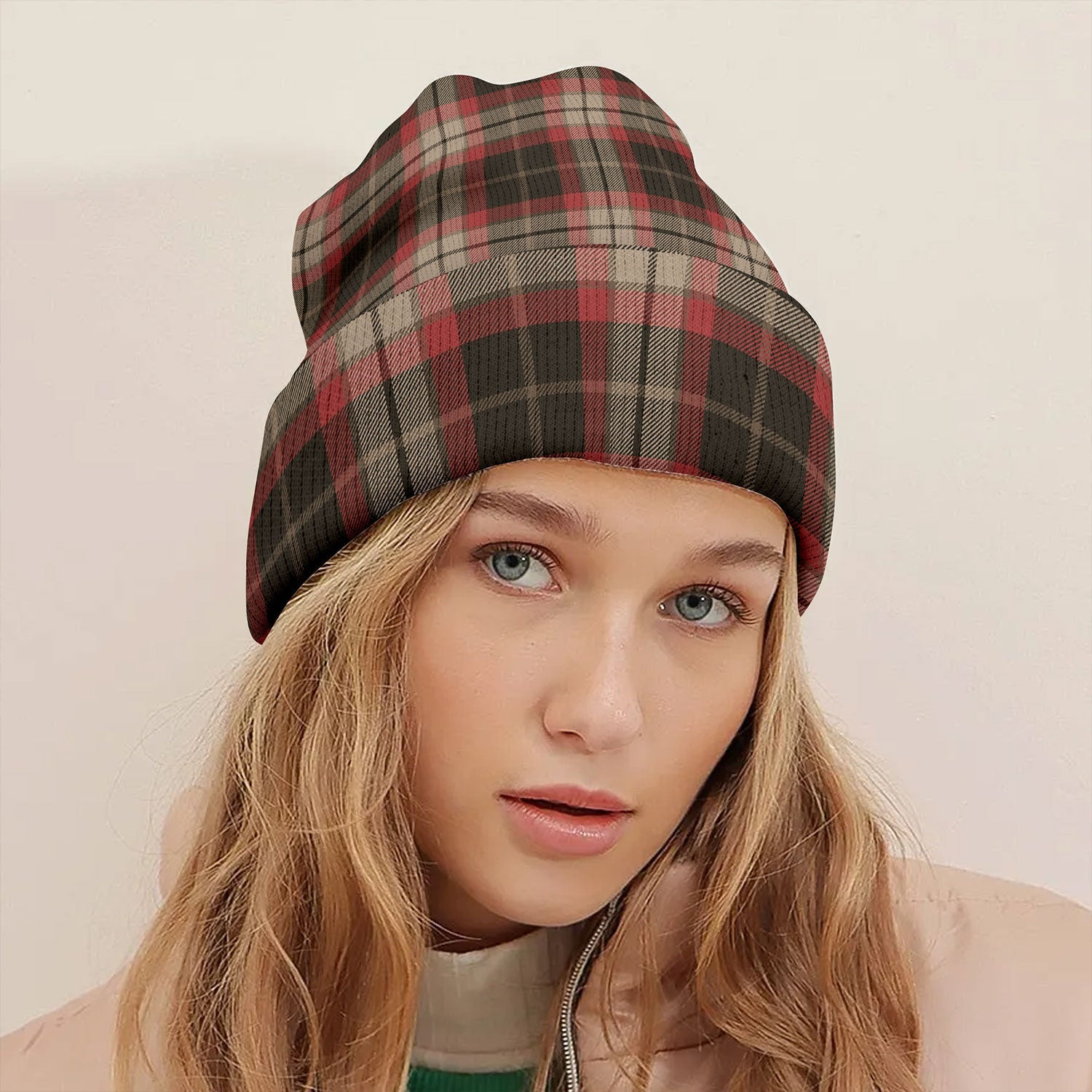 ScotsTee Shop Scottish Lindsay Hunting Weathered Tartan Plaid Knit Beanie
