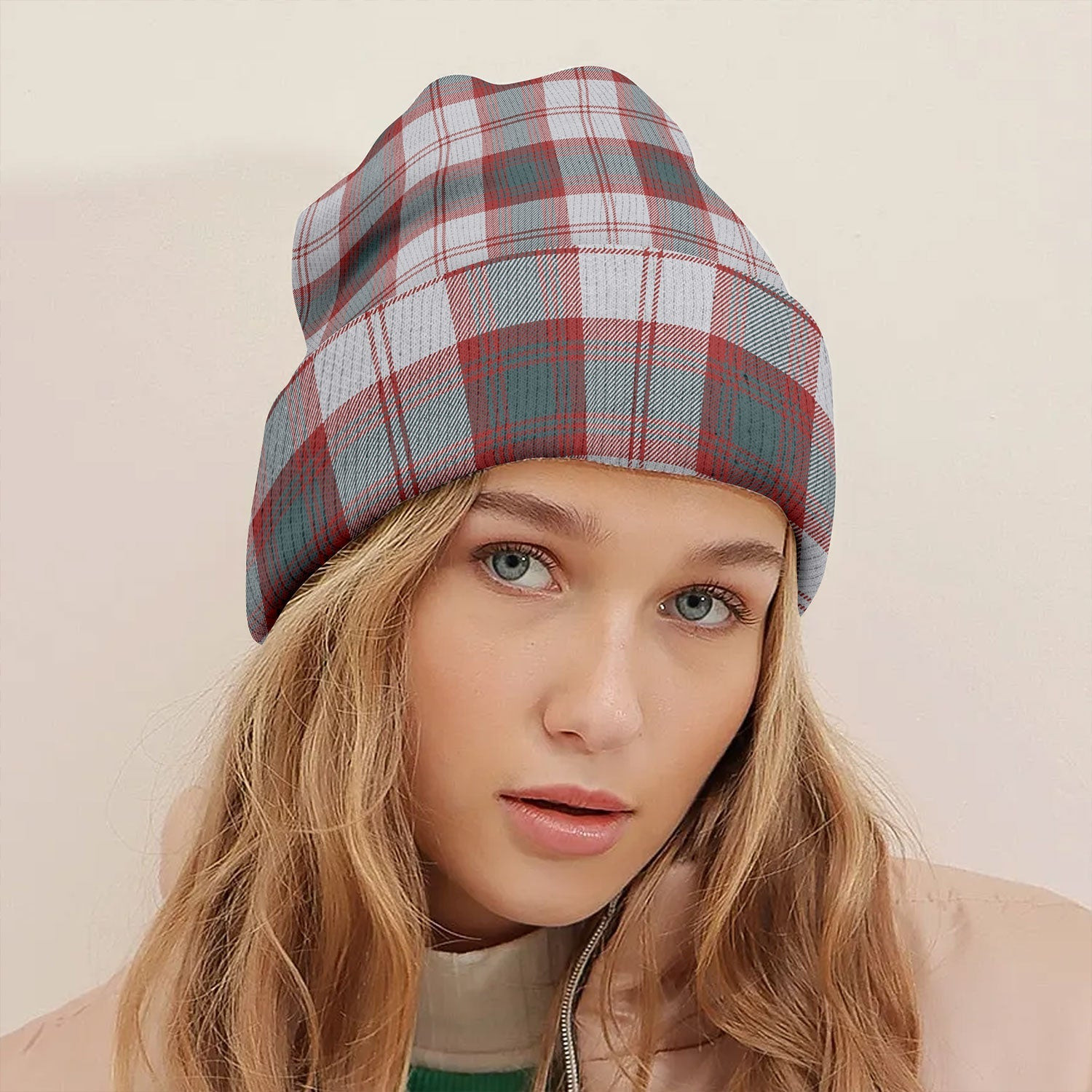 ScotsTee Shop Scottish Lindsay Dress Dance Red Weathered Tartan Plaid Knit Beanie