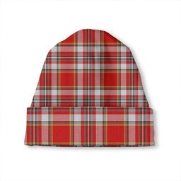 ScotsTee Shop Scottish Isle of Man Manx Laxey Red Modern Tartan Plaid Knit Beanie