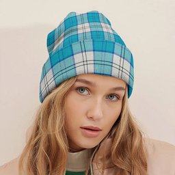 ScotsTee Shop Scottish Lennox Dress Turquoise Tartan Plaid Knit Beanie
