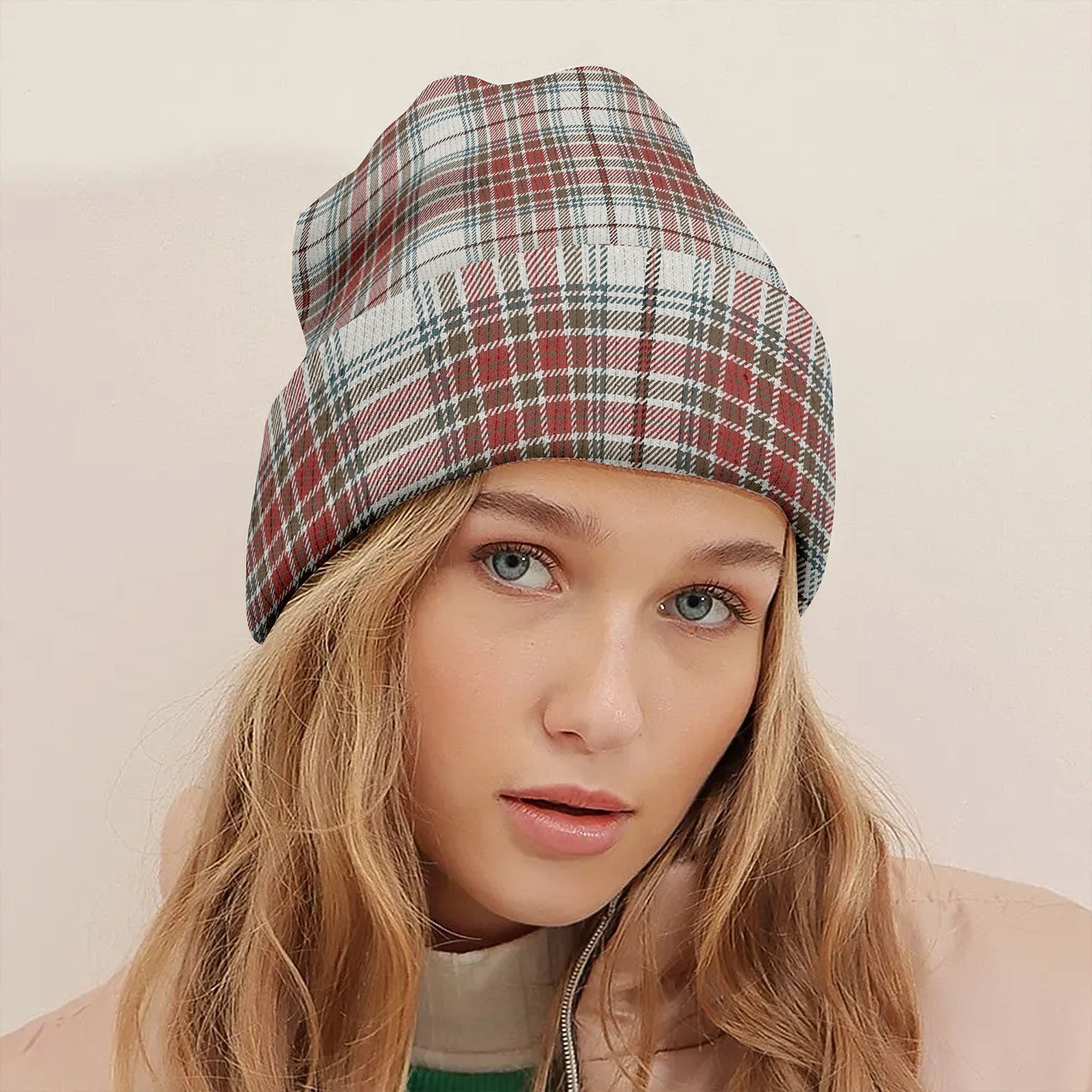 ScotsTee Shop Scottish MacBean Dress (MacBain Dress) Weathered Tartan Plaid Knit Beanie