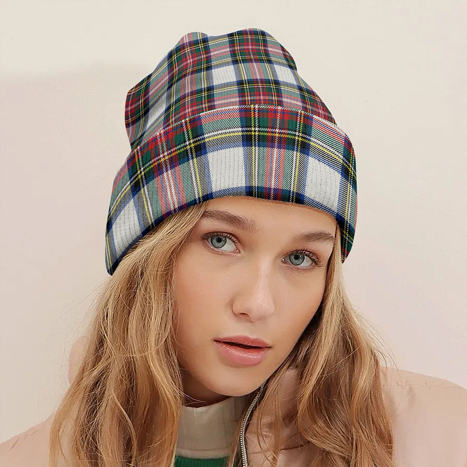 ScotsTee Shop Scottish Stewart Dress Modern Tartan Plaid Knit Beanie